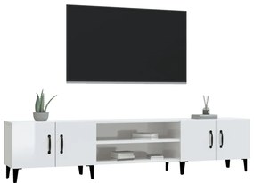 Móvel de TV 180x31,5x40cm derivados de madeira branco brilhante