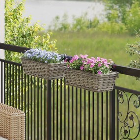 vidaXL Cesta de Plantador Suspensa 2 pcs Cinzeto 48 x 22 x 15 cm