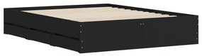 Estrutura de cama c/ gavetas 150x200 cm derivados madeira preto