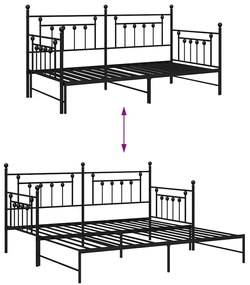 Estrutura de Daybed com Cama Extra VidaXL Preta 90x190 cm Aço