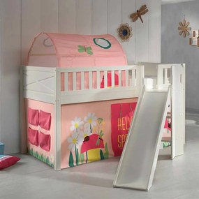 Conjunto cama Infantil SCOTT + escorrega + cortina de brincar SPRING + Túnel Branca