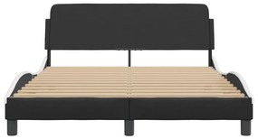 Estrutura cama c/ cabeceira 120x200 couro artif. preto/branco
