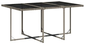 11 pcs conjunto jantar p/ jardim c/ almofadões vime PE cinzento