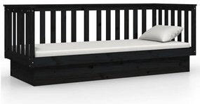 Sofá-cama 90x190 cm madeira de pinho maciça preto