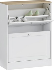 Sapateira, Móvel para sapatos  60 x 23,5 x 80 cm com capacidade para 12 pares, móvel de entrada com 2 gavetas rebatíveis e prateleiras ajustáveis,, br