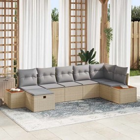 Conjunto de Sofá de Jardim vidaXL com Almofadas Bege Vime PE