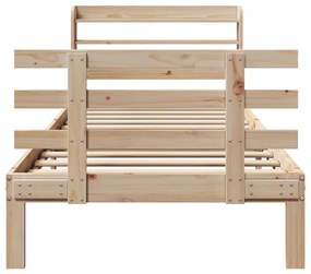 Estrutura de cama com cabeceira 100x200cm pinho maciço