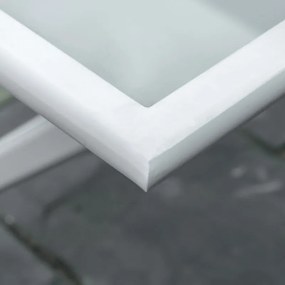 Mesa Branca Dobrável de Jardim com Tampo em Vidro Temperado - 110x70x7