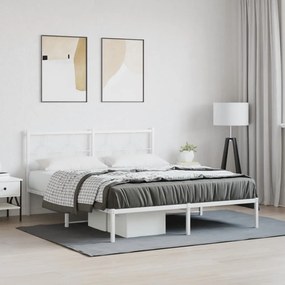 Estrutura de cama com cabeceira 150x200 cm metal branco