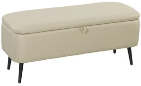 HOMCOM Banco de Armazenamento Estofado em Linho com Tampa Abatível e Pés de Aço para Dormitório Sala de Estar Entrada Carga Máxima 150kg 101x38,5x44,5 cm Bege