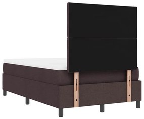 Cama Box com Colchão e Banco Castanho Escuro 120x200 cm Tecido
