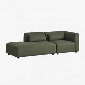 Sofá Modular De Canto Em 2 Peças Com Chaise Longue Esquerda Fogler Tecido Pele De Borrego Verde Sálvia - Sklum
