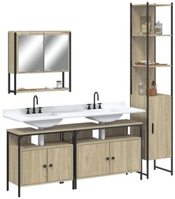 vidaXL 4 pcs conj. móveis casa banho derivados madeira carvalho sonoma