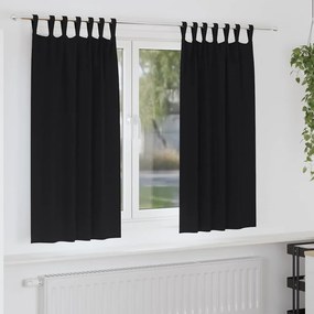 vidaXL Cortinas com cortinas 2 pcs Preto Poliéster