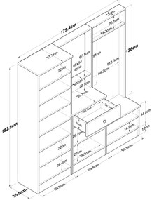 Hall Stand M2 – Branco – 179,4x182,8x37,3 cm