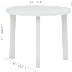 Mesa de jardim 89 cm plástico branco