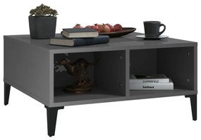 Mesa de centro 60x60x30 cm derivados de madeira cinza brilhante