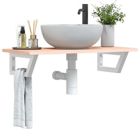 vidaXL Prateleira de parede p/ lavatório aço/madeira carvalho maciça