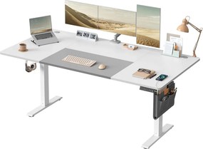 Secretária com altura ajustável eletricamente 180 x 80 x (72-120) cm branco nuvem-cinza