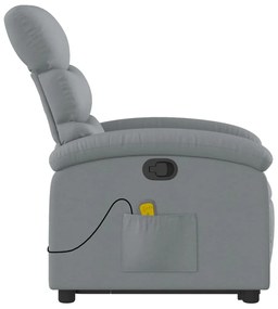 Poltrona reclinável massagens tecido cinzento-claro