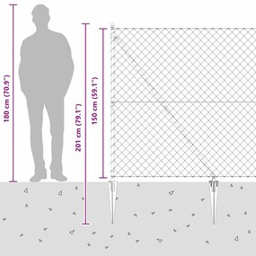 Conjunto de Postes de Cerca Prateado 10 x 1.5 m Aço Galvanizado