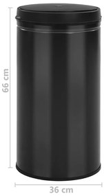 Caixote do lixo com sensor automático 60 L aço carbono preto