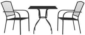 3 pcs conjunto de jantar para jardim aço antracite