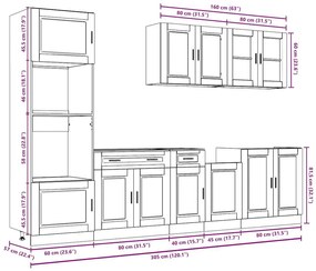 7 peças armário de cozinha conjunto Kalmar branco