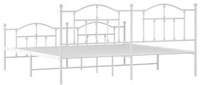 Estrutura de cama com cabeceira e pés 193x203 cm metal branco