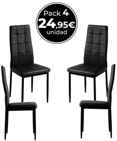 Pack 4 Cadeiras Lan Couro Sintético - Preto