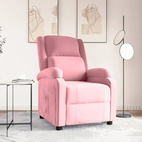 Poltrona reclinável veludo rosa