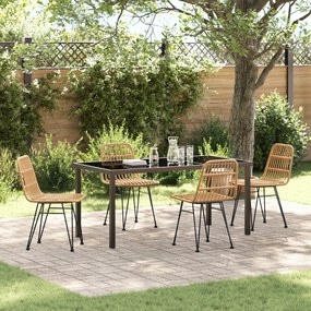 vidaXL Conjunto de Jantar de Jardim de 5 Peças em Rattan Poliéster Castanho