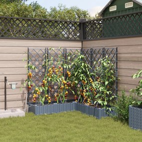 Vasos de Jardim vidaXL com Sistema de Irrigação 5 pcs Cinzento-claro