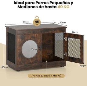 Móvel para caixa de areia para gatos ou jaula caes pequenos 82 x 47 x 60 cm com grades metálicas Porta transparente Café