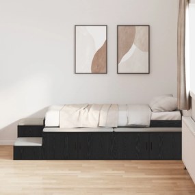 Cama de Armazenamento Preto Carvalho 75x190 cm