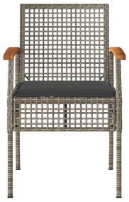 Conjunto de bistrô com almofadões 3 pcs vime PE e acácia cinza