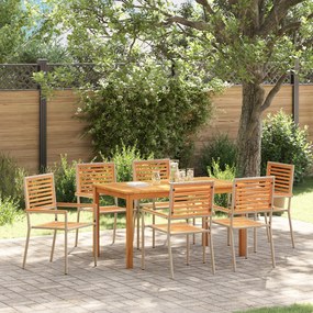 Conjunto de Jantar de Jardim vidaXL 7 Peças Bege Poltrona Acácia