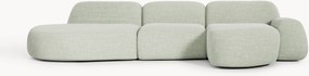 Sofá de canto modular em bouclé com chaise longue Wolke (4 lugares)