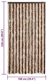 Cortina anti-insetos 100x230 cm chenille bege e castanho-claro