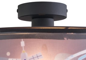 Candeeiro de teto infantil preto com nave espacial e estrelas - Harrie in Space
