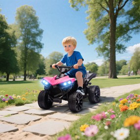 Moto 4 elétrica para Crianças 6 V Quadriciclo para Crianças com Velocidade até 3 km/h Faróis e Música 70x42x45 cm Rosa