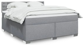 vidaXL Cama com molas/colchão 180x200 cm tecido cinzento-claro