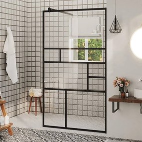 vidaXL Divisória de chuveiro c/ vidro transparente ESG 90x195 cm preto