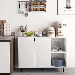 Aparador Buffet Armário de cozinha moderno com 2 portas e Estantes 106 x 38 x 80 cm Branco
