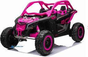 Carro elétrico para crianças 1 a 7 anos 24V 4x4 MP4 CAN-AM Maverick Buggy Rosa