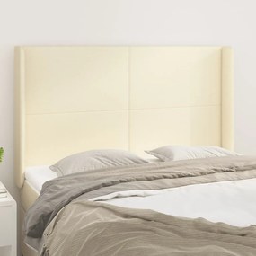 vidaXL Cabeceira cama c/ abas couro artificial 147x16x118/128 cm creme