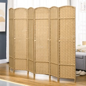 Biombos de interior em madeira com 6 painéis, 240 x 170 cm, divisória dobrável para sala de estar, quarto, acabamento natural