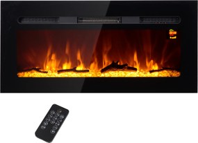 Lareira Elétrica 1800W com Efeito de Chama em LED 3 Cores e 5 Níveis de Luminosidade 91,4x15,8x45 cm