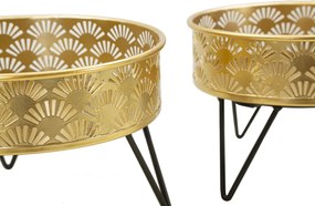 CONJUNTO DE 2 PORTA-VASOS ZANNY DOURADO E PRETO Ø 20,5X13-18X13 CM (PLANTAS NÃO INCLUIDAS)