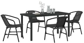 Conjunto de Jantar para Jardim com 5 Peças em Rattan Sintético Preto
